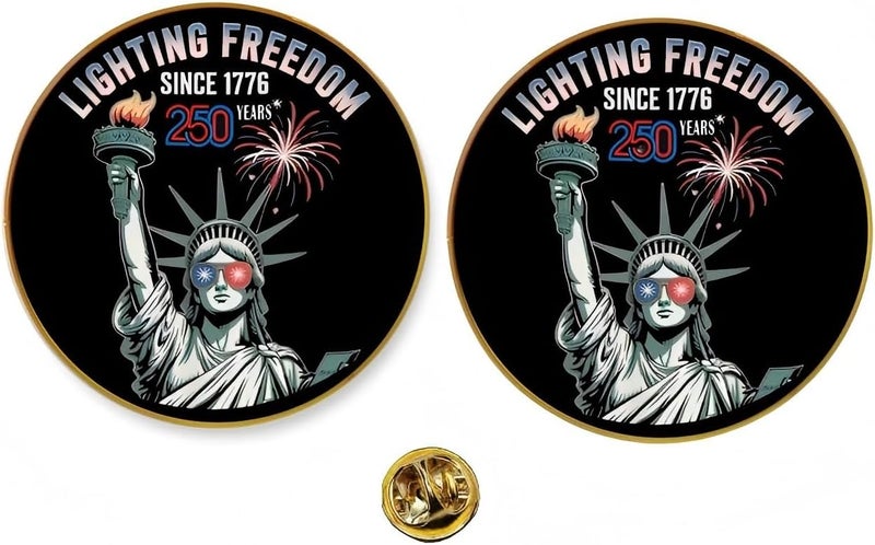 ZENRUIMING 2 Pcs America 250th Birthday Enamel Pins,250 years Anniversary Metal Gold Plated Lapel Pin, 1.4″ USA Patriot Collectible Accessories for Patriot's Day Independence Day - Image 1